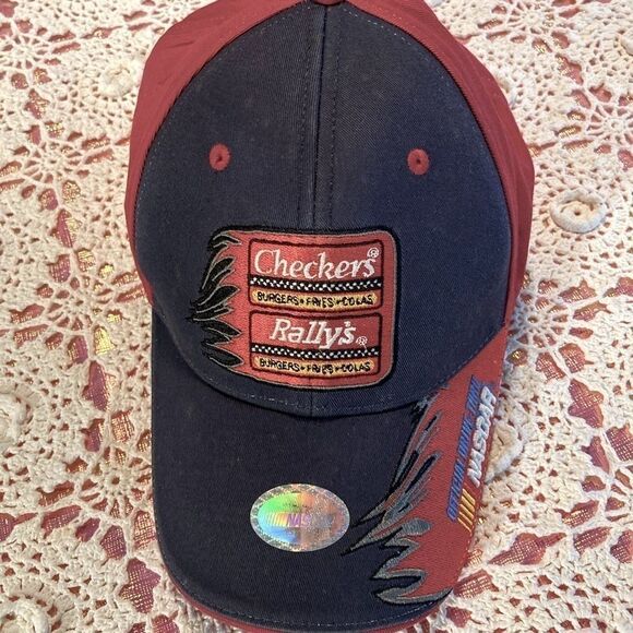 NASCAR Red & Blue Checkers Baseball Cap Hat NEW - Picture 2 of 9